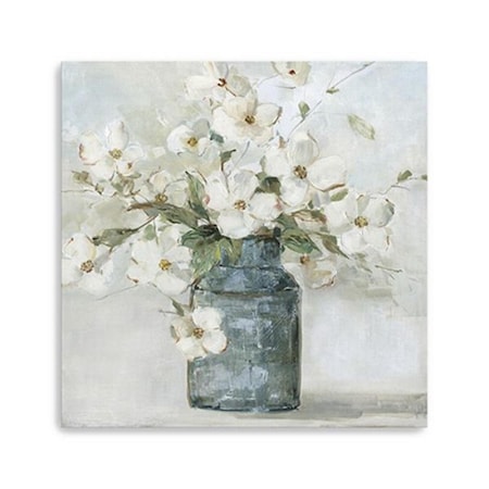 Homeroots 20 x 20 in. Watercolor Soft Pastel Dogwood Bouquet